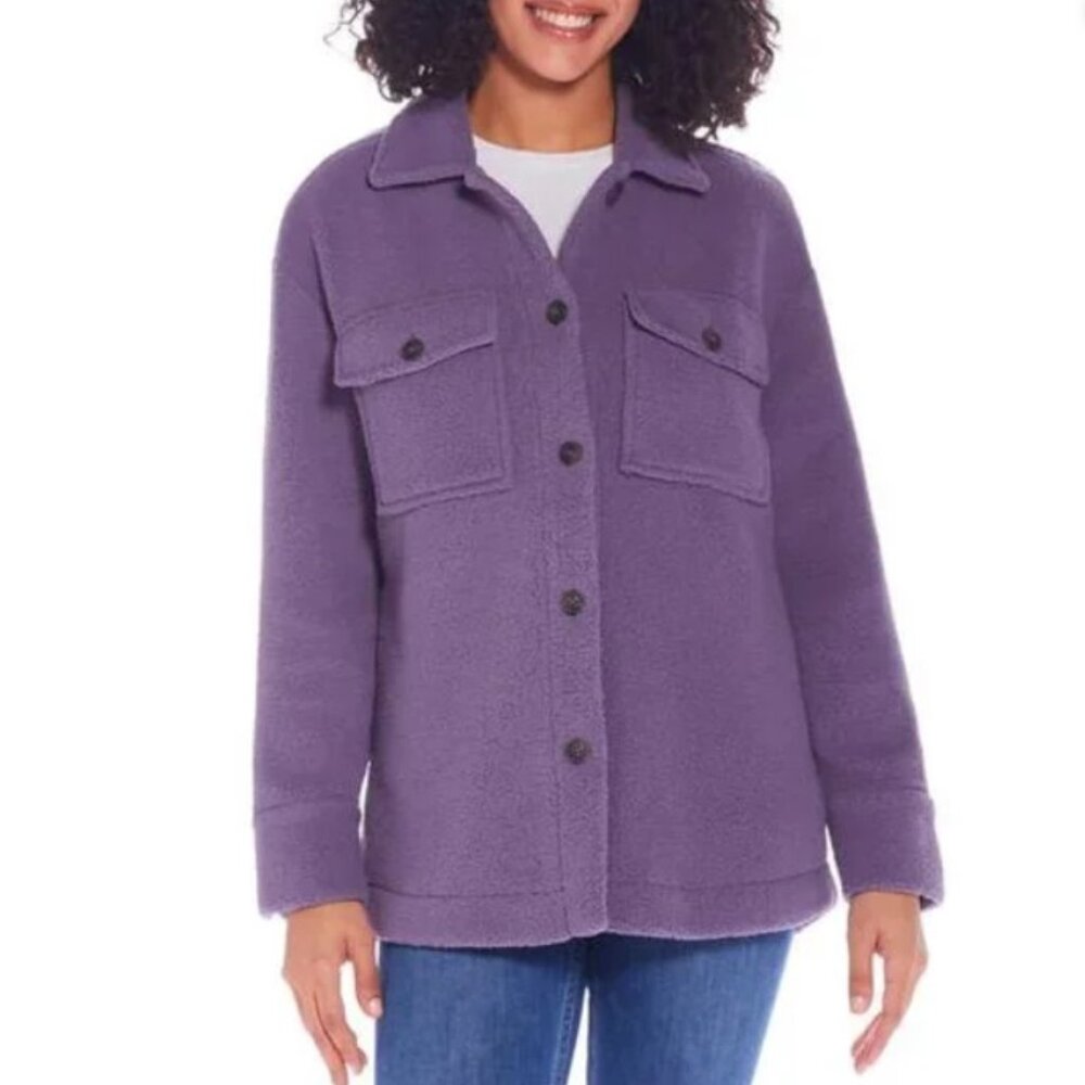 NWOT Weatherproof Vintage Fuzzy Fleece Shacket, Jacket, Purple, Size XXL
